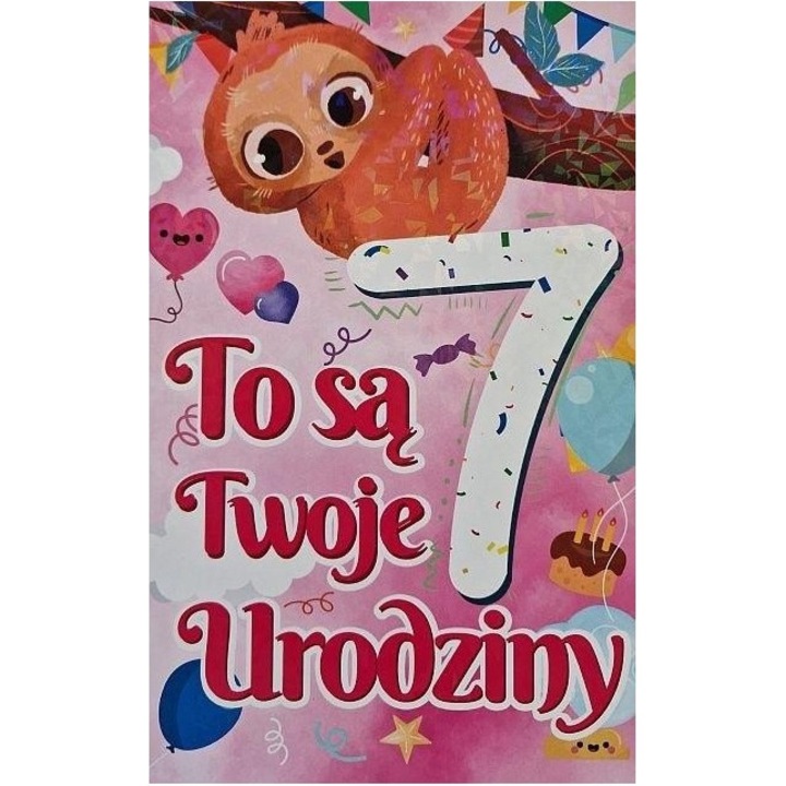 Felicitare Urodziny 7, Yeku, format 139x214mm, oprea folia, pentru fetite