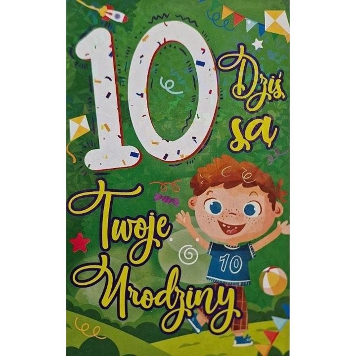 Karnet de Urodziny 10 baietel, Yeku, 139x218mm, folie