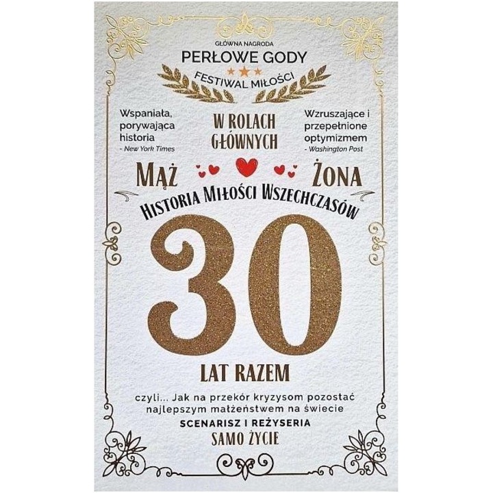 30. házassági évfordulós képeslap, Yeku, gyöngy, 141x213mm, humoros