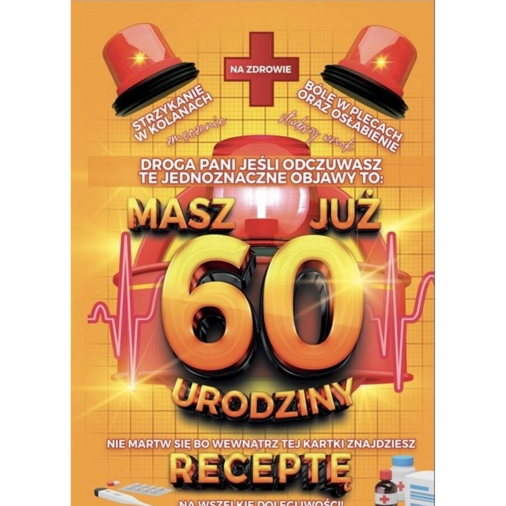 Karnet Urodzinowy 60, Yeku, 147x217mm, folia