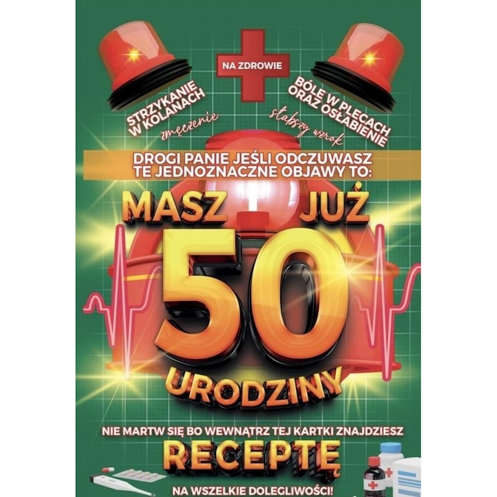 Karnet Urodzinowy cu reteta 50, Yeku, 214x147mm, folie