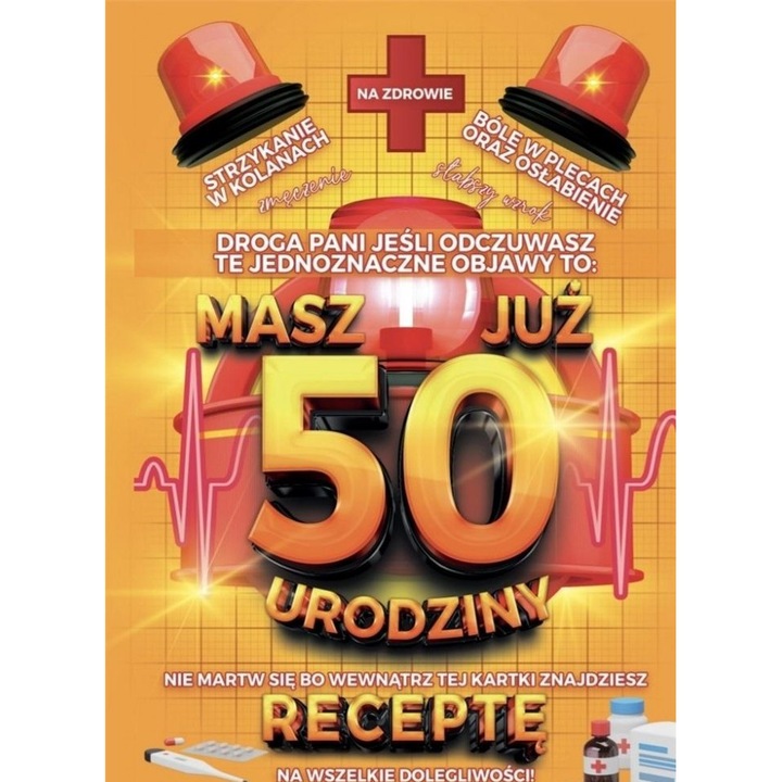 Karnet Urodzinowy cu reteta 50, Yeku, 214x148mm, folie