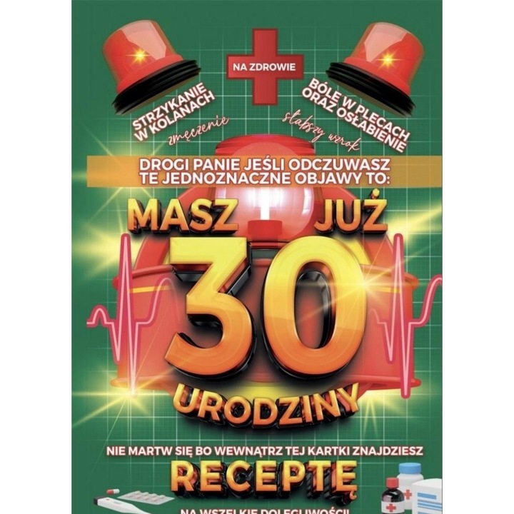 Karnet Urodzinowy cu reteta 30 Yeku, 150x213mm, folie