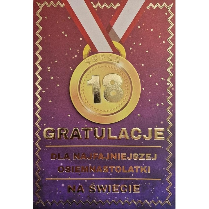 Karnet Urodziny 18, Yeku, medala, 201x155mm, folie