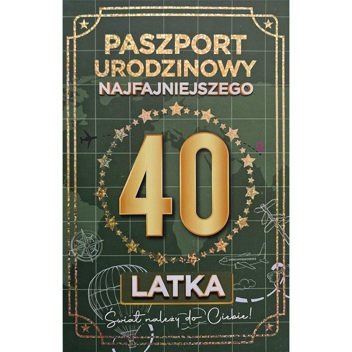 Karnet Urodziny 40, Yeku, pasaport, 200x130mm, folia