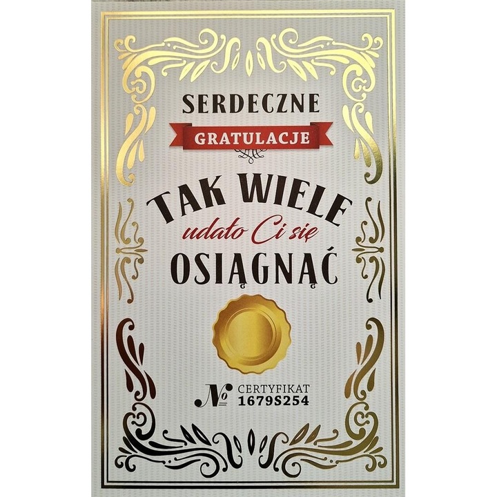 Karnet Serdeczne Gratulacje, Yeku, 200x130 mm, златен топъл печат