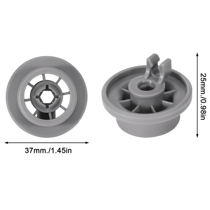 Set 8 roti pentru masina de spalat vase, TREXORA, rezistente la caldura, gri