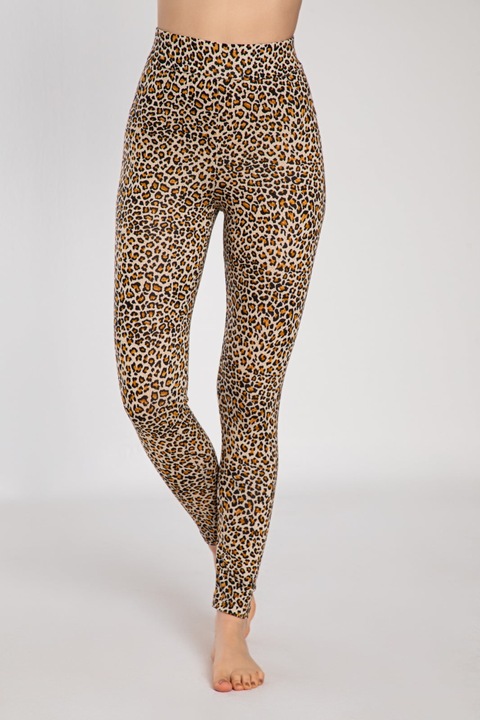 Colanti Femei Animal Print Slimfit, Maro