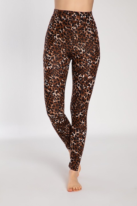 Colanti Femei, Animal Print, Slimfit, Bumbac/Lycra, Maro/Bej, Maro