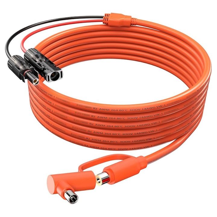 Cablu MC4-la XT60 pentru conectare Panouri Solare, 2m, 14AWG, Portocale, ignifug protectie IP67 si UV
