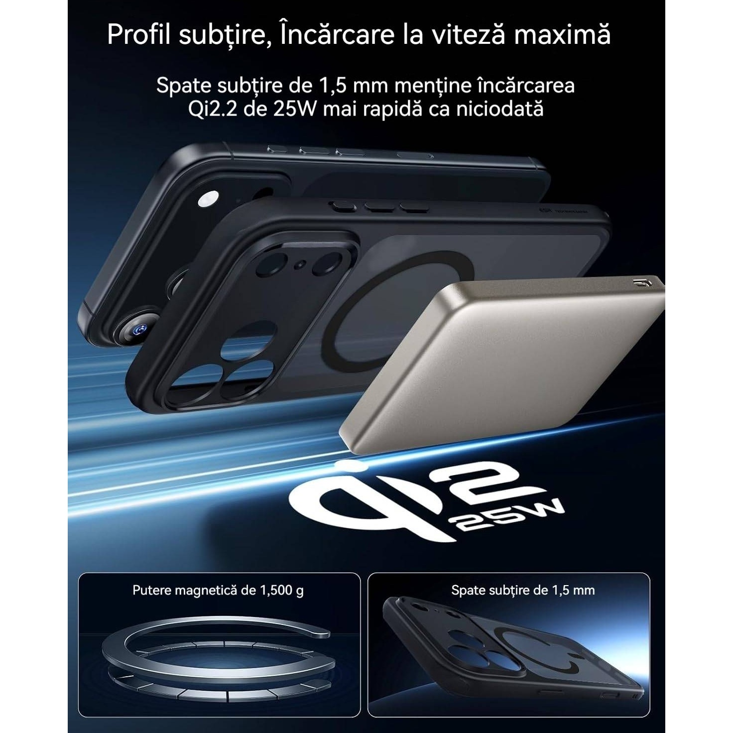 Husa de Protectie, Compatibila Apple iPhone 17 Pro, YSBER®, protectie camera, Rezistent la socuri, Rezistent la zgarieturi, Magnetica, Negru