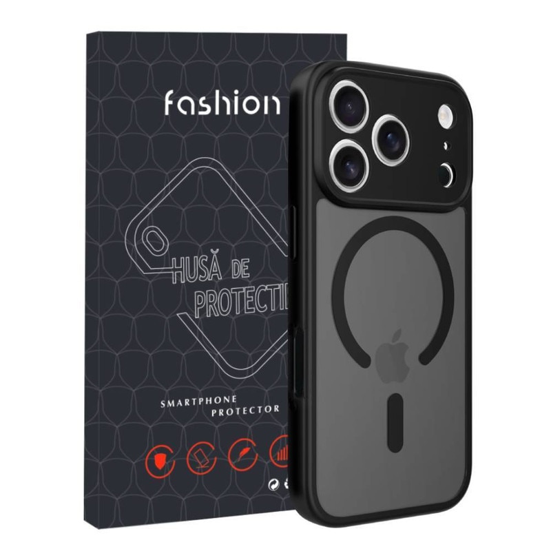 Husa de Protectie, Compatibila Apple iPhone 17 Pro, YSBER®, protectie camera, Rezistent la socuri, Rezistent la zgarieturi, Magnetica, Negru