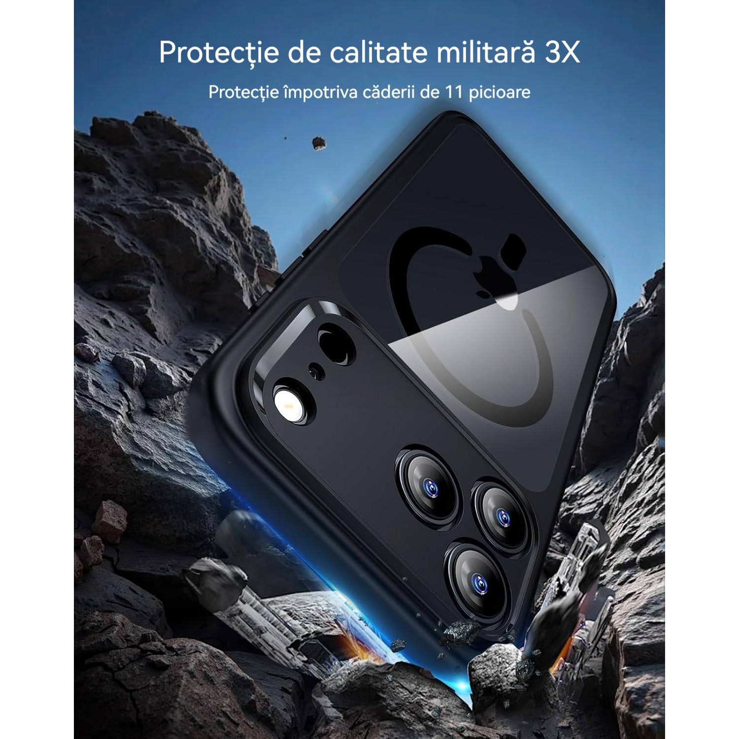 Husa de Protectie, Compatibila Apple iPhone 17 Pro, YSBER®, protectie camera, Rezistent la socuri, Rezistent la zgarieturi, Magnetica, Negru
