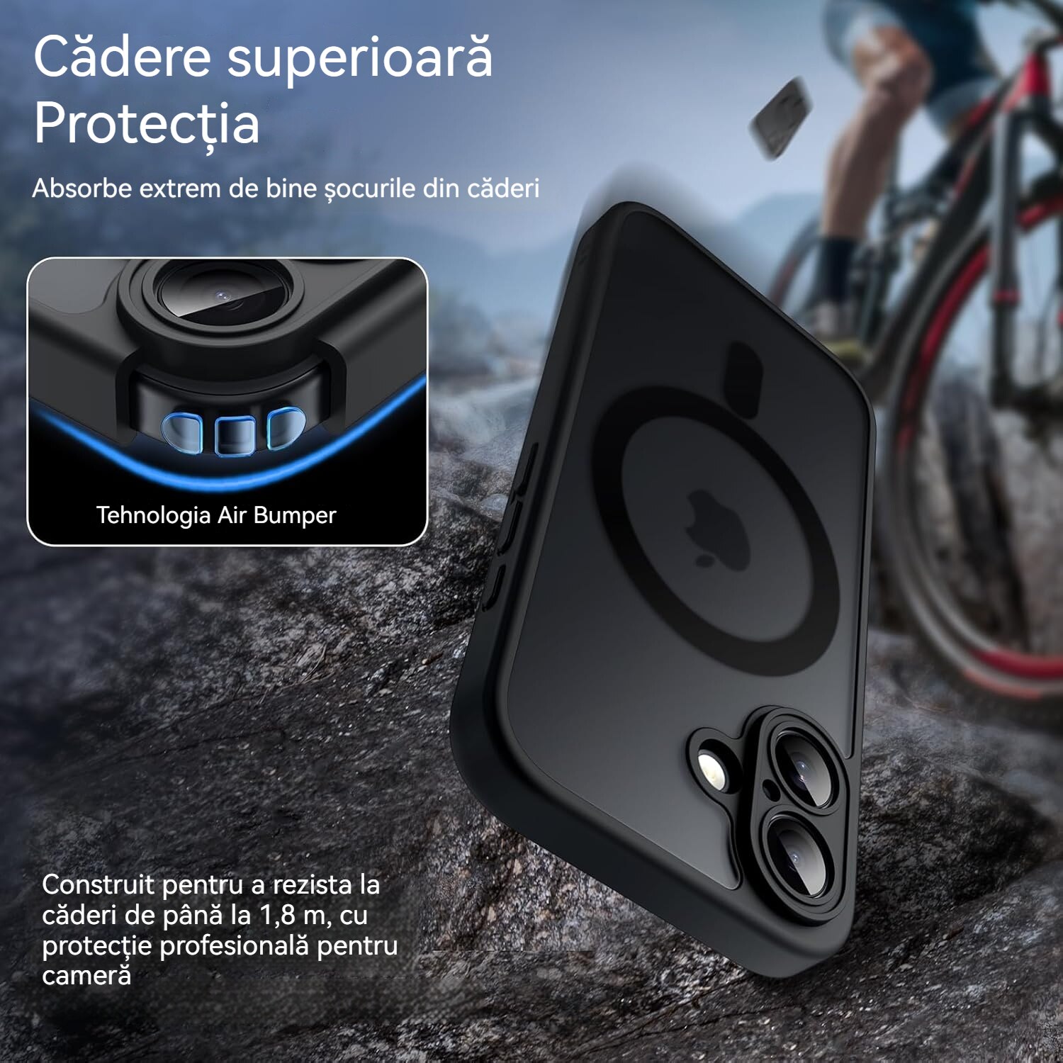 Husa de Protectie, Compatibila Apple iPhone 17, YSBER®, protectie camera, Rezistent la socuri, Rezistent la zgarieturi, Magnetica, Negru