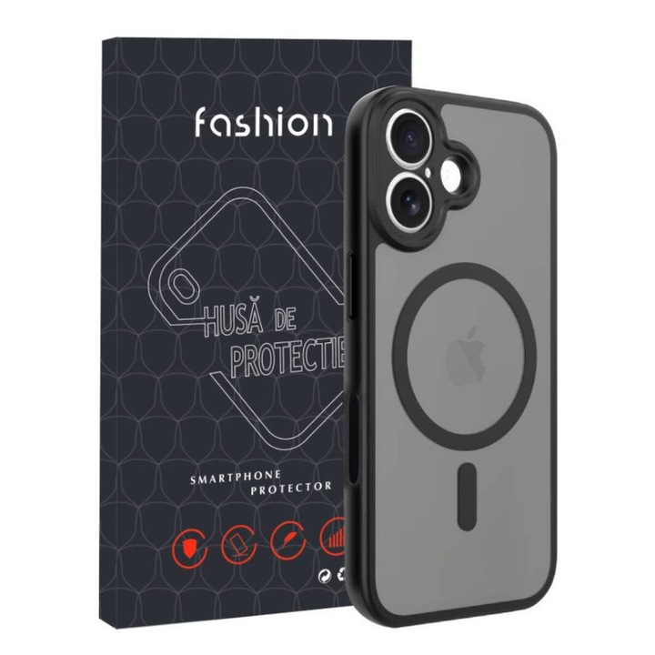 Husa de Protectie, Compatibila Apple iPhone 17, YSBER®, protectie camera, Rezistent la socuri, Rezistent la zgarieturi, Magnetica, Negru