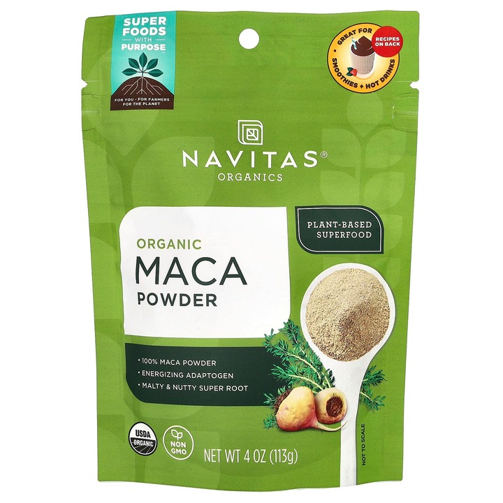 Maca organica in pudra, 113 g, superfood, energizant, fara gluten, vegan