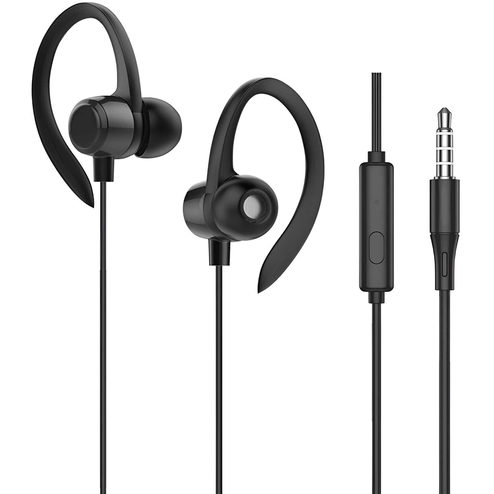 Casti Audio In-Ear Sport cu Jack 3, 5mm, Stereo Premium, Microfon, Confort, Sport si Muzica, DaDen EJ052, Negru