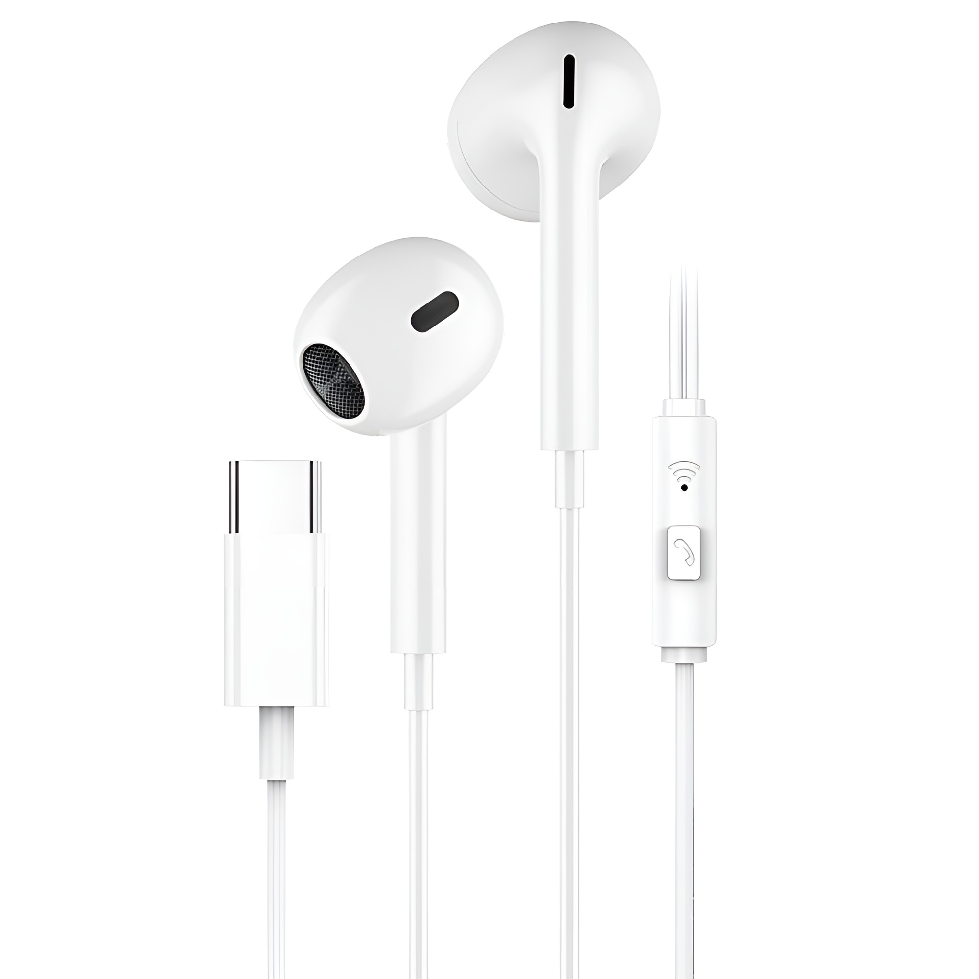Casti Audio In-Ear cu Type-C, Stereo Premium, Microfon, Confort, Sport si Muzica, DaDen EJ042, Alb