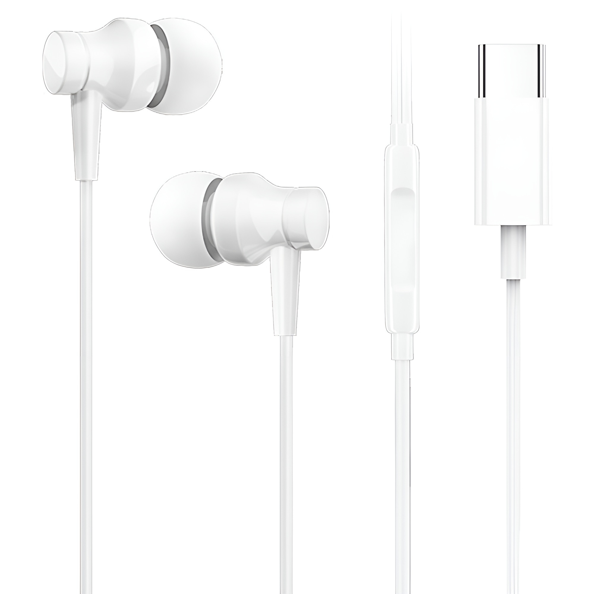 Casti Audio In-Ear cu Type-C, Stereo Premium, Microfon, Confort, Sport si Muzica, DaDen EJ252, Alb