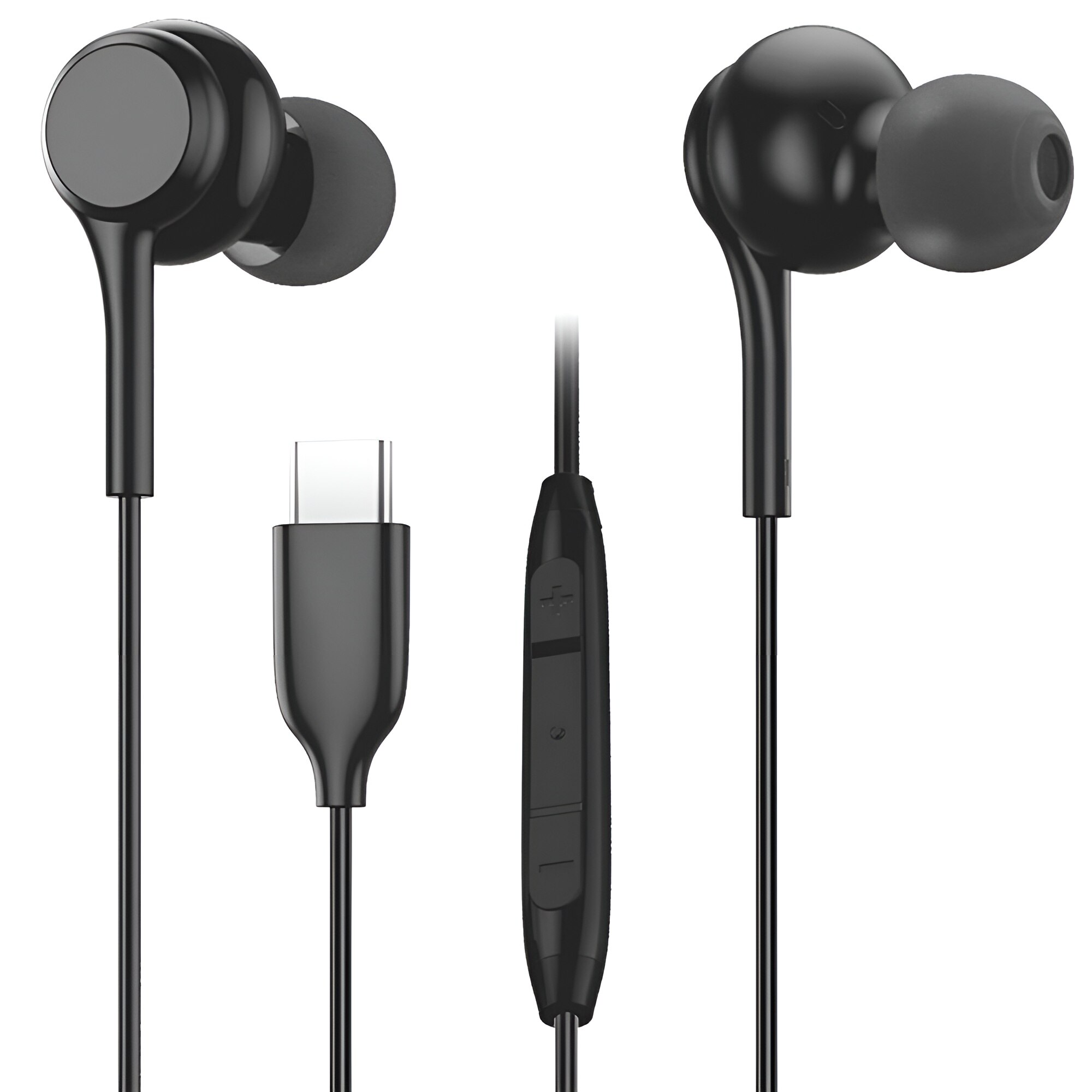 Casti Audio In-Ear cu Type-C, Stereo Premium, Microfon, Confort, Sport si Muzica, DaDen EJ200, Negru