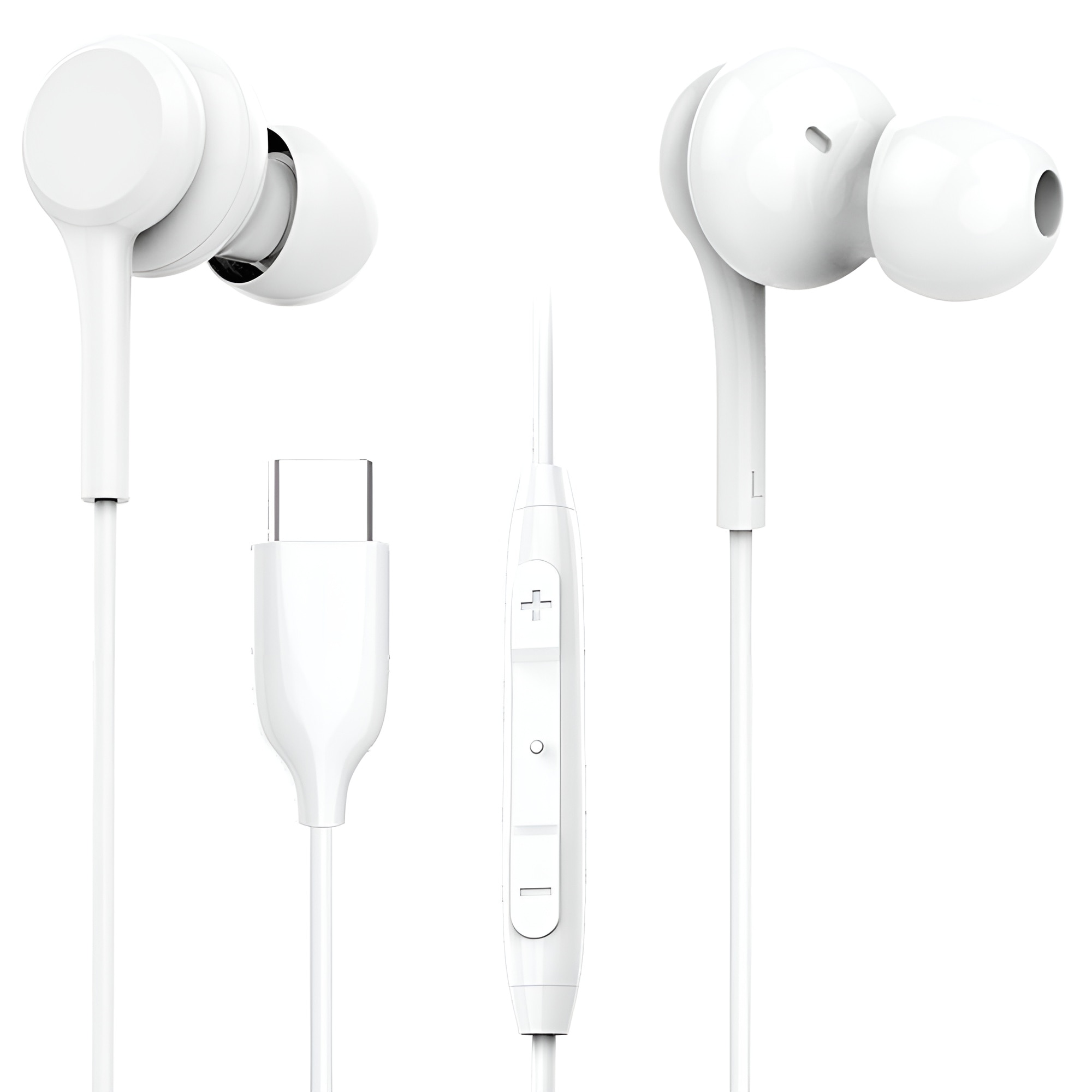 Casti Audio In-Ear cu Type-C, Stereo Premium, Microfon, Confort, Sport si Muzica, DaDen EJ200, Alb