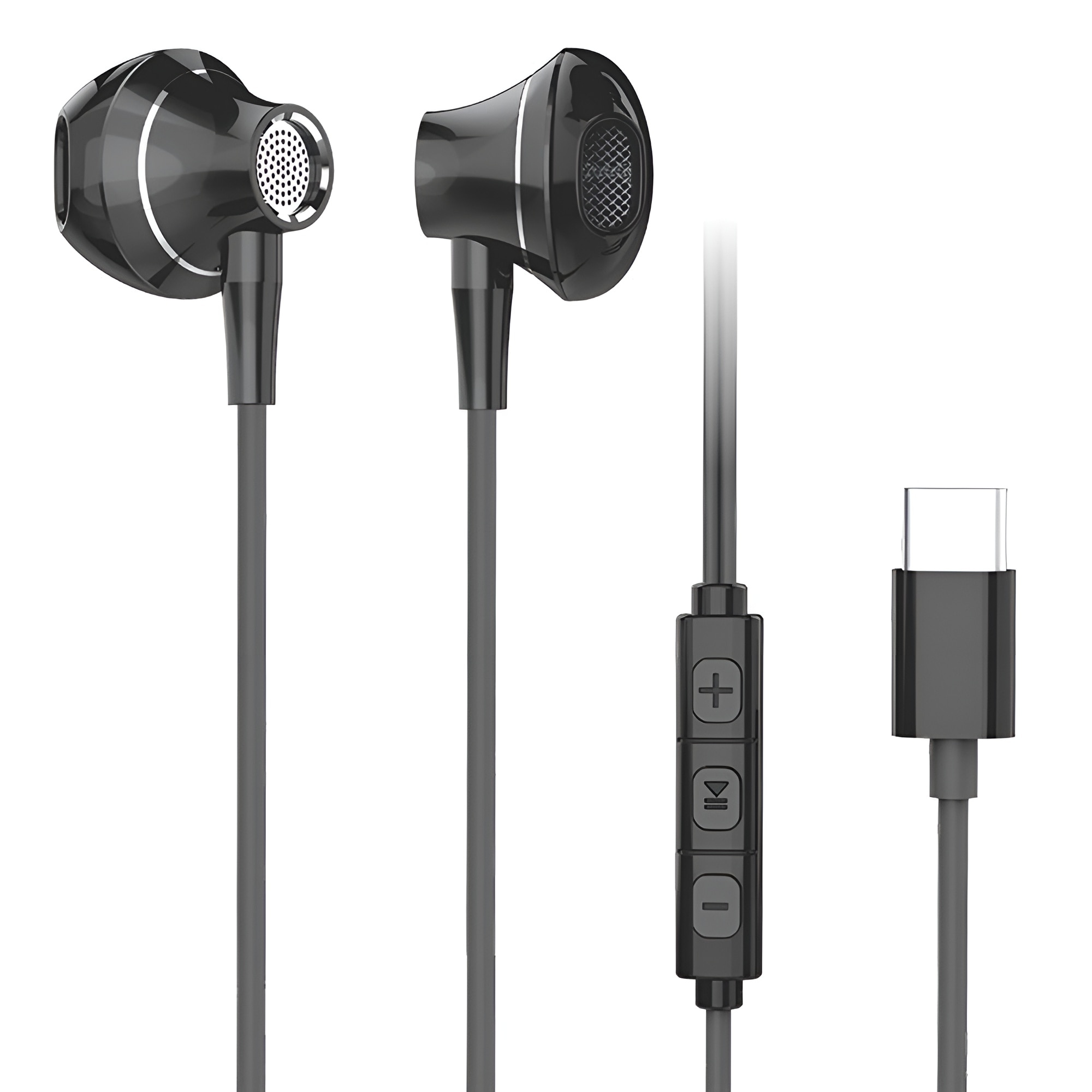 Casti Audio In-Ear cu Type-C, Stereo Premium, Microfon, Confort, Sport si Muzica, DaDen EJ203, Negru