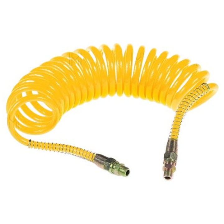 Спирален маркуч за сгъстен въздух MVM PBC002, силикон, M22, жълт цвят