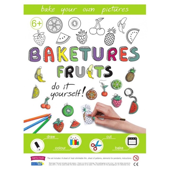 Set Baketures fruits - Do it yourself, Fabryka Frajdy, 20x30cm, 6+ ani