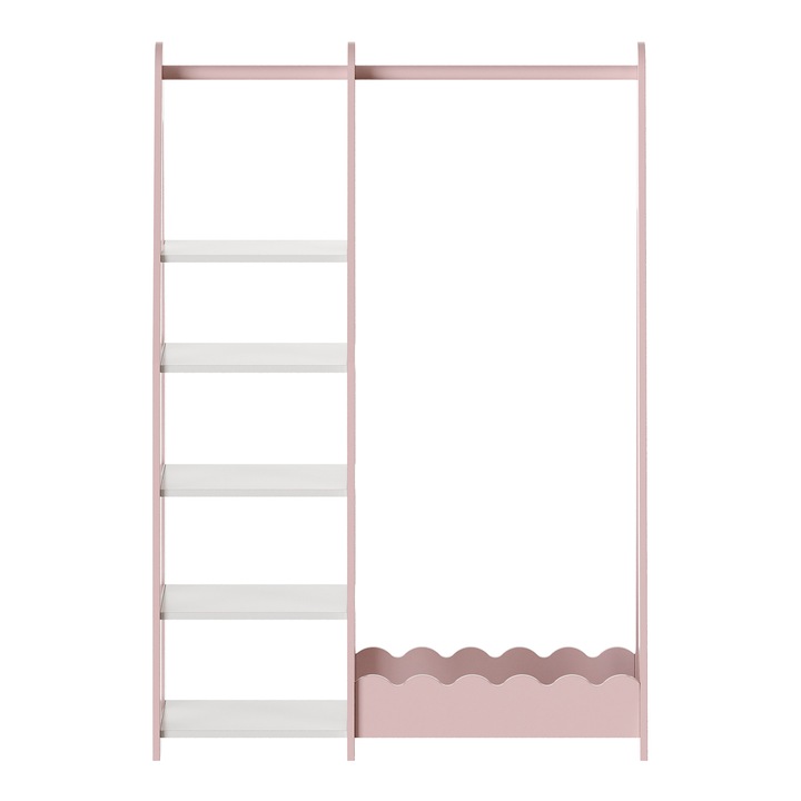 Suport haine copii, en.casa, Vestnes, 114 x 77 x 30 cm, mdf, roz, alb