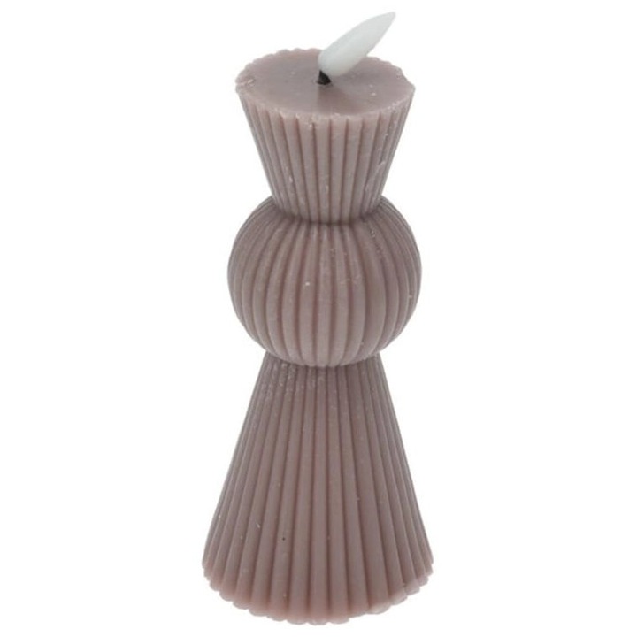 LED свещ Зебра 6.5x14.5 см с ефект на пламък, кремава