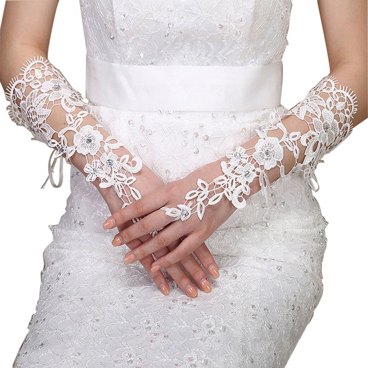 RDWESZOD Manusi de opera pentru femei, pentru nunti, banchete si petreceri, albe-D