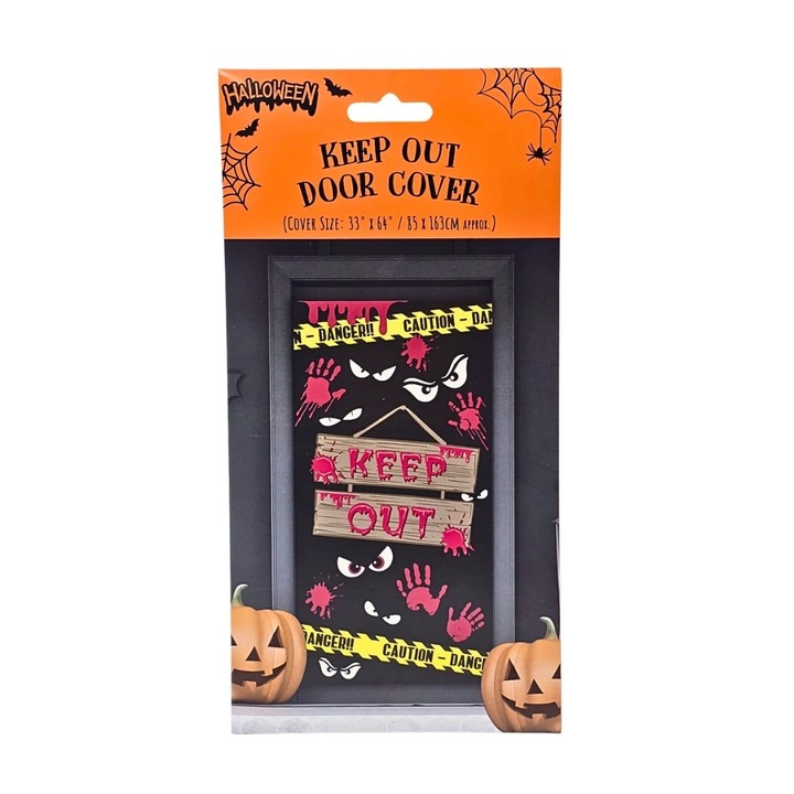 Husa de usa, pentru Halloween, mesaj Keep Out, 85x163 cm, Eurowrap