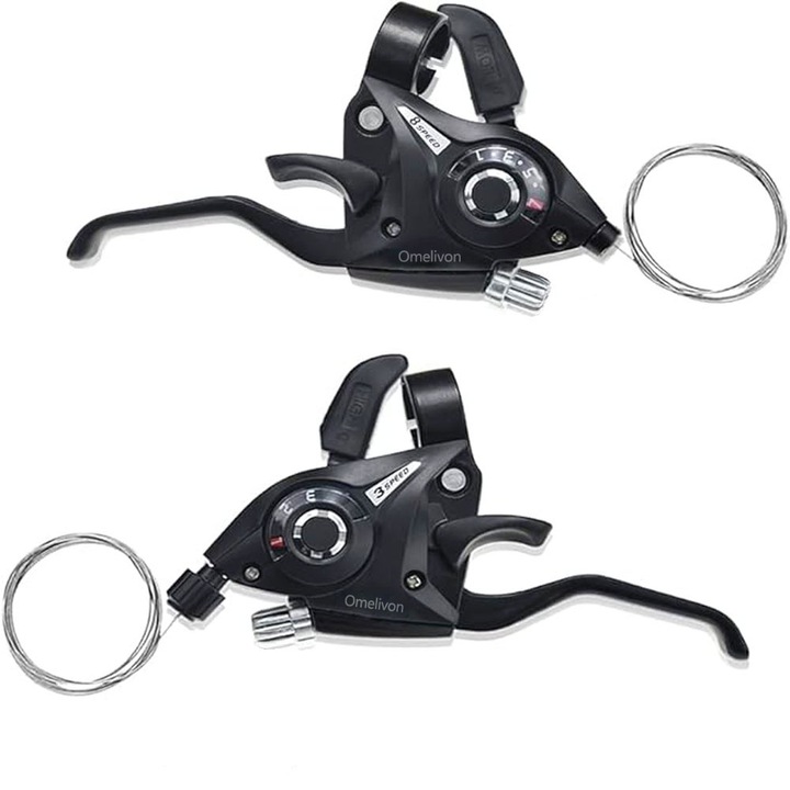 Компонент за превключвател на скорости и спирачки за велосипеди, Omelivon, ергономичен дизайн, 24 скорости, чифт, конструкция от сплав, черен