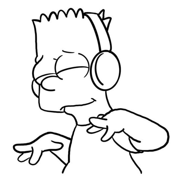 Sticker decorativ auto, Simpson and music, 17x16 cm, negru