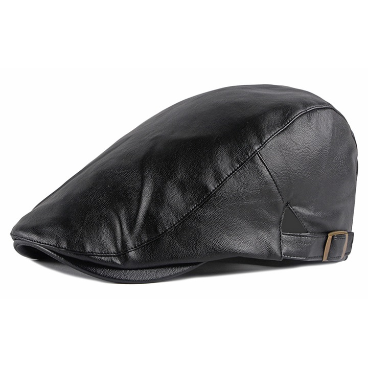 Унисекс шапка RDWESZOD, от PU кожа, регулируема, черна, обиколка 55-60 см