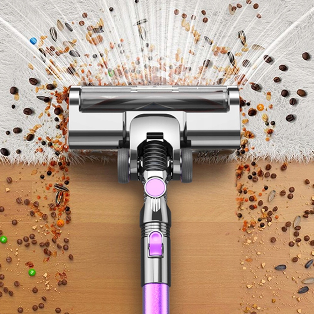 Aspirator vertical fara fir Ydene®, 4 in 1, 400W, 30Kpa, 2500 mAh*6, sistem de filtrare ciclonic, aspirator de mana, Afisaj LED, Iluminare LED, Filtre HEPA, putere de aspirare mare, Accesorii interschimbabile, 1.2 l, violet si gri