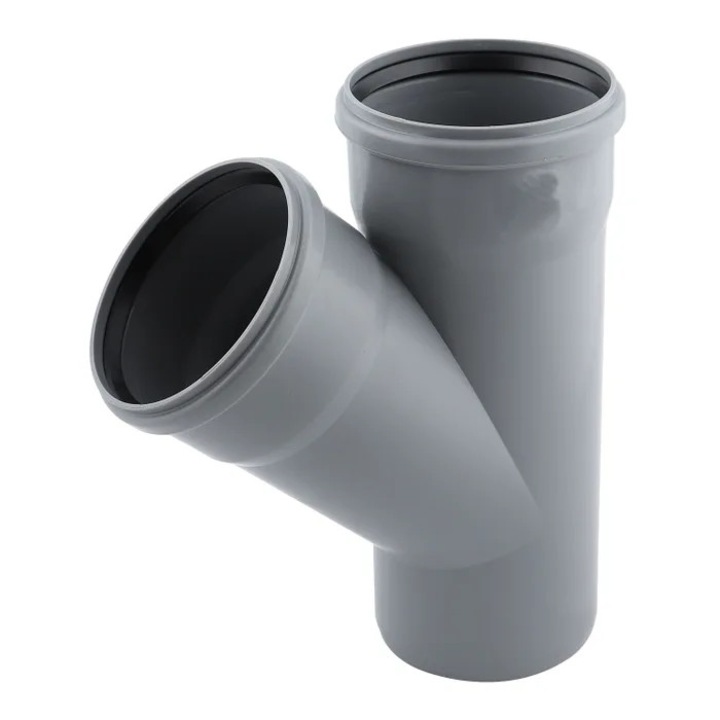 Ramificatie polipropilena, pentru scurgere, gri, D 50 x 40 mm, 45 grade