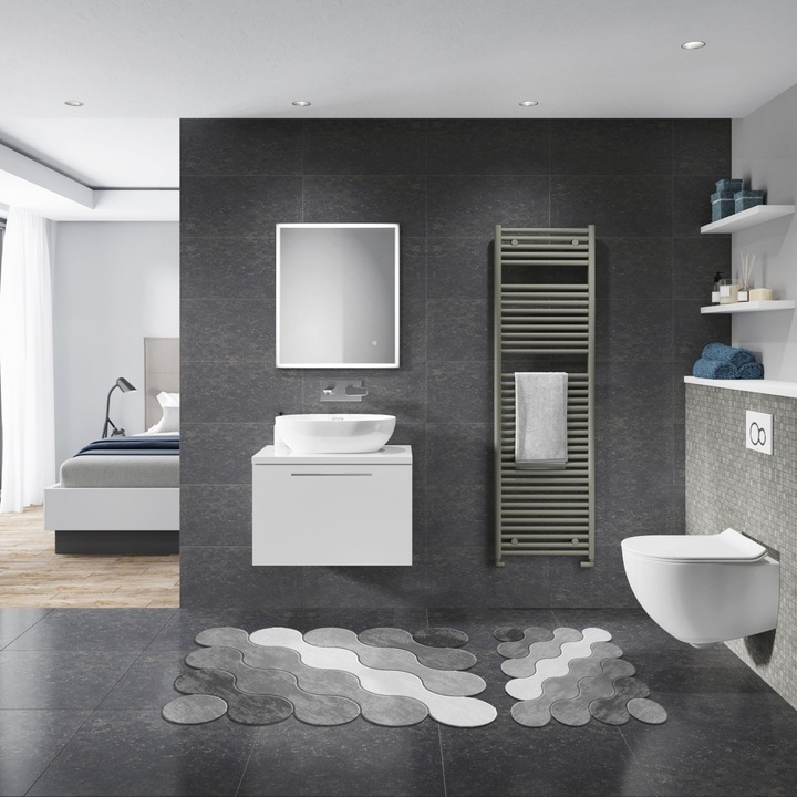 Set covorase baie 2 piese, Sophisticated Texture, UnicUtil, Gri