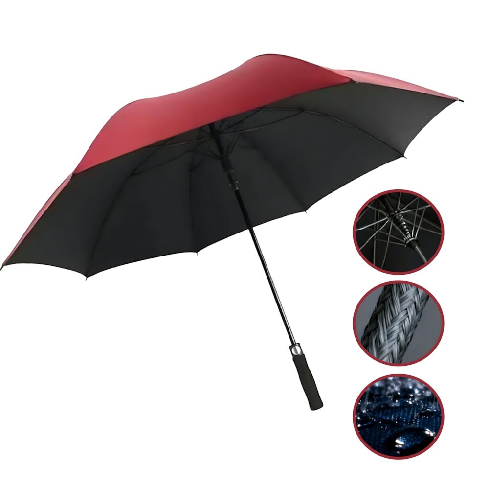 Umbrela, Diametru Extra Large 135cm, 8 Nervuri Umbrela de Calatorie: Umbrela de Golf Burgunda cu Arbore din Fibre de Sticla Rezistent la Rugina, Material 210T Pongee, Umbrela UV si Umbrela pentru Barbati, Burgundie