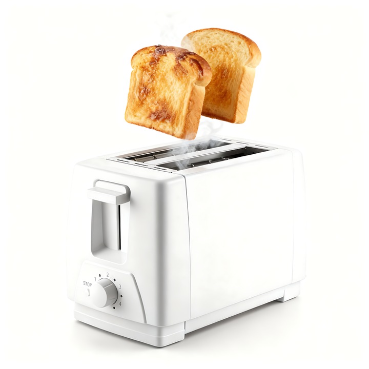 Kenyérpirító, 0,65 kg ultra könnyű, 750 W vékony fehér kenyérpirító 2 szelethez: 6 fokozatú pirító, hőálló ház, kihúzható morzsatálca péksüteményekhez, kis kenyérpirító és kenyérpirító, fehér