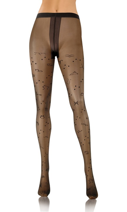 Colanti dama Sesto Senso FUNNY R065, semi-mat, model modern cu inimioare, negru, 20 denieri