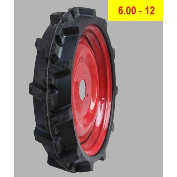 Roata completa echivalent 6.00 x 12 (CAUCIUC PLIN)