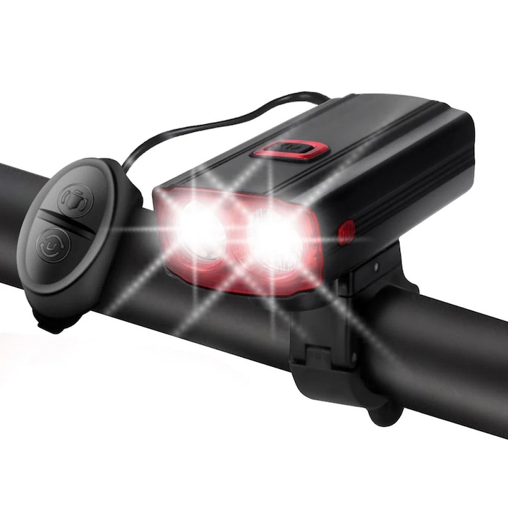 Фар за велосипед UltraFire DUAL T6, 1000 лумена, 5 режима, с функция Power Bank, водоустойчив, черен