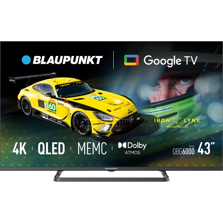 Телевизор Blaupunkt QLED 43QBG6000S, 109 см, Смарт Google TV, 4K Ultra HD, Клас G