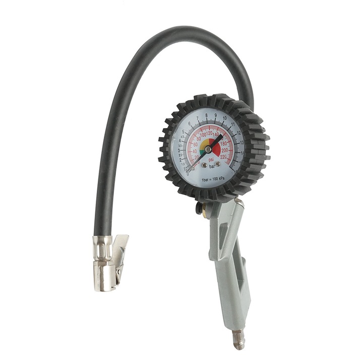 Pistol umflat roti profesional cu furtun 340mm si manometru mecanic 0-16 bar