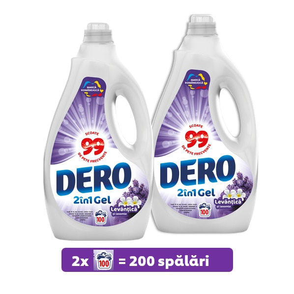 Detergent de rufe lichid Dero 2in1 Levantica si iasomie, 200 spalari, 2 ...