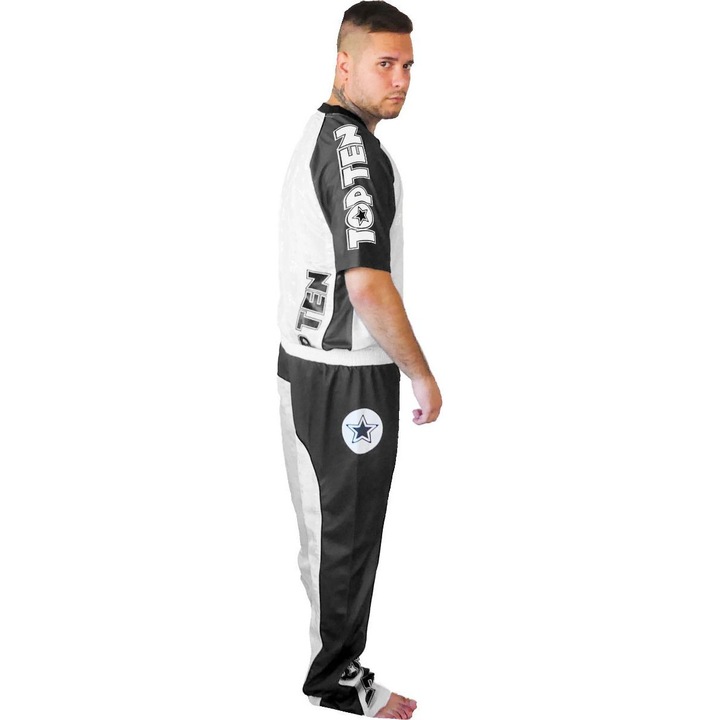 Uniforma Kickboxing Bow, aprobat WAKO, Top Ten, Alb/Negru