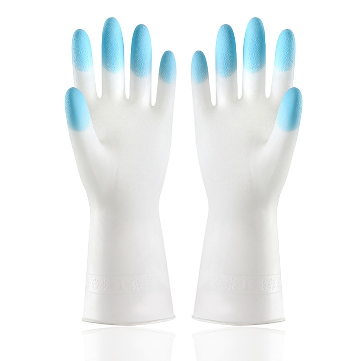 Újrafelhasználható tisztítókesztyű, 4 pár, PVC, latexmentes, kék, nagy