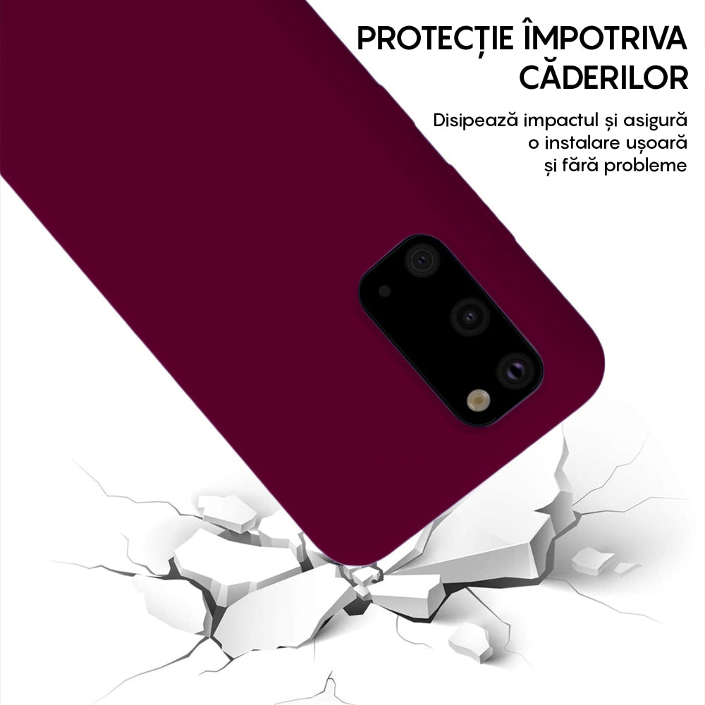 Husa CASEY STUDIOS™ compatibila cu Samsung Galaxy S20, Soft Silicone Premium, Microfibra in Interior, de Protectie, Ultra Slim, compatibila cu Incarcare Wireless, Margini Ridicate pentru Protectia Ecranului si a Camerelor, Anti socuri, Rosu bordo