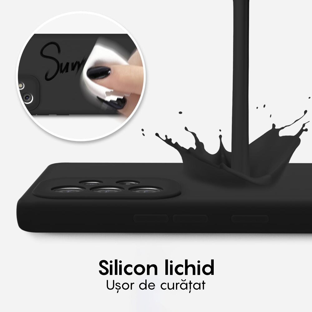 Husa CASEY STUDIOS™ compatibila cu Samsung Galaxy A52 4G/A52 5G/A52S 5G, Soft Silicone Premium, Microfibra in Interior, de Protectie, Ultra Slim, pentru Incarcare Wireless, Margini Ridicate pentru Protectia Ecranului si a Camerelor, Negru